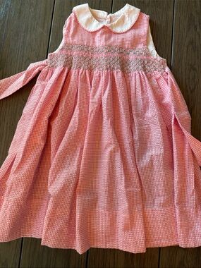 Girls' Pink Smocked Peter Pan Collar Dress